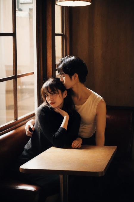 01738-1011820242-2711-_a couple of lovers, man and woman,_cozy cafe background, mid-20s, intimately holding close, dialog, uncropped, the lovers_soft.png